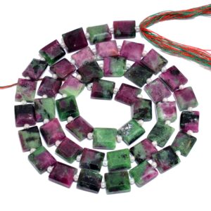 Aaa+ Rare Ruby Zoisite 7mm-8mm Faceted Square Beads | Natural Ruby Zoisite Semi Precious Gemstone Briolette Beads For Jewelry | 8inch Strand