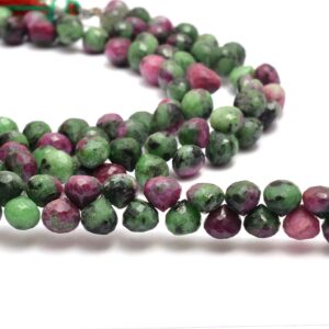 Aaa+ Ruby Zoisite Onion Briolette, Gemstone 6mm-7mm Loose Beads | Natural Ruby Zoisite Semi Precious Gemstone Faceted Beads | 7inch Strand