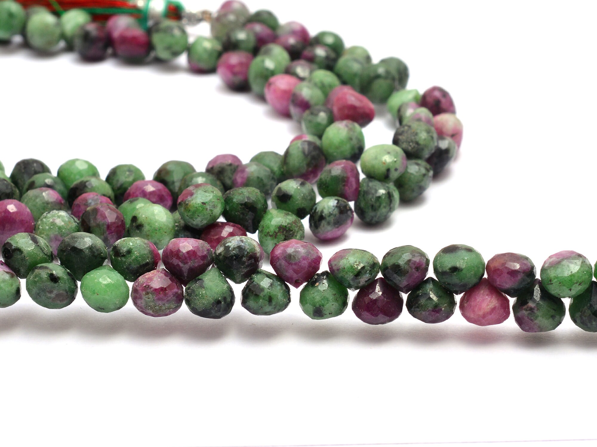 Aaa+ Ruby Zoisite Onion Briolette, Gemstone 6mm-7mm Loose Beads | Natural Ruby Zoisite Semi Precious Gemstone Faceted Beads | 7inch Strand