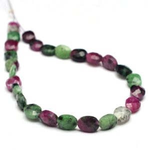 Aaa+ Ruby Zoisite Gemstone 7x5mm Faceted Oval Beads | Natural Ruby Zoisite Semi Precious Gemstone Loose Oval Beads For Jewelry | 13" Strand
