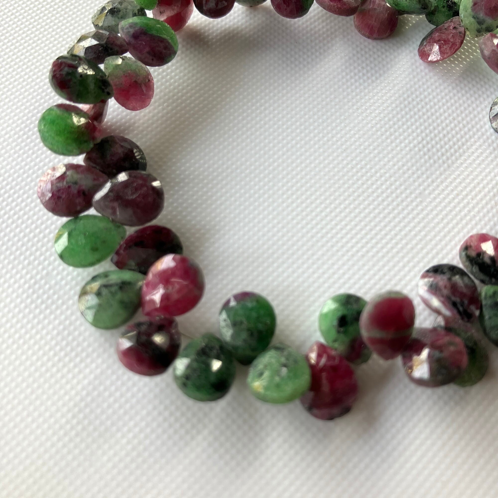 All 12mm Natural Ruby Zoisite Faceted Pear Shaped Briolette Beads, Ruby Zoisite Gemstone Beads Loose For Jewelry, 8 Inch Strand, Gds2275/16