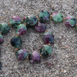 Ruby Zoisite Gemstone Faceted Briolette Beads | 16 Piece Disk-shaped | Size—9 Mm | Jewelry Setting (c343)