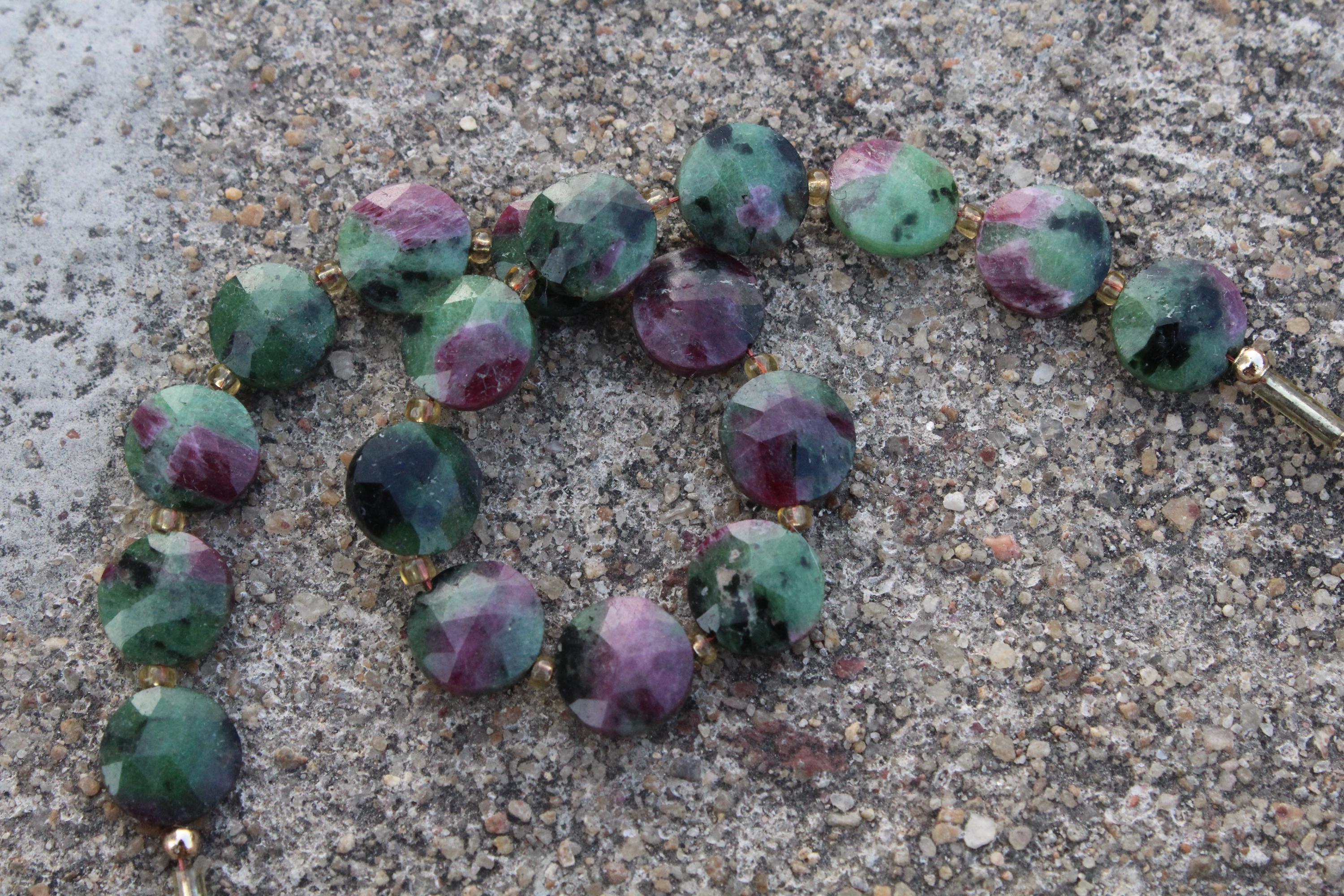 Ruby Zoisite Gemstone Faceted Briolette Beads | 16 Piece Disk-shaped | Size—9 Mm | Jewelry Setting (c343)