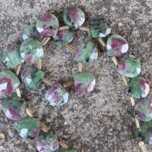 Ruby Zoisite Gemstone Faceted Briolette Beads | 10-piece Heart | Size—9x9 Mm | Jewelry Setting (c997)