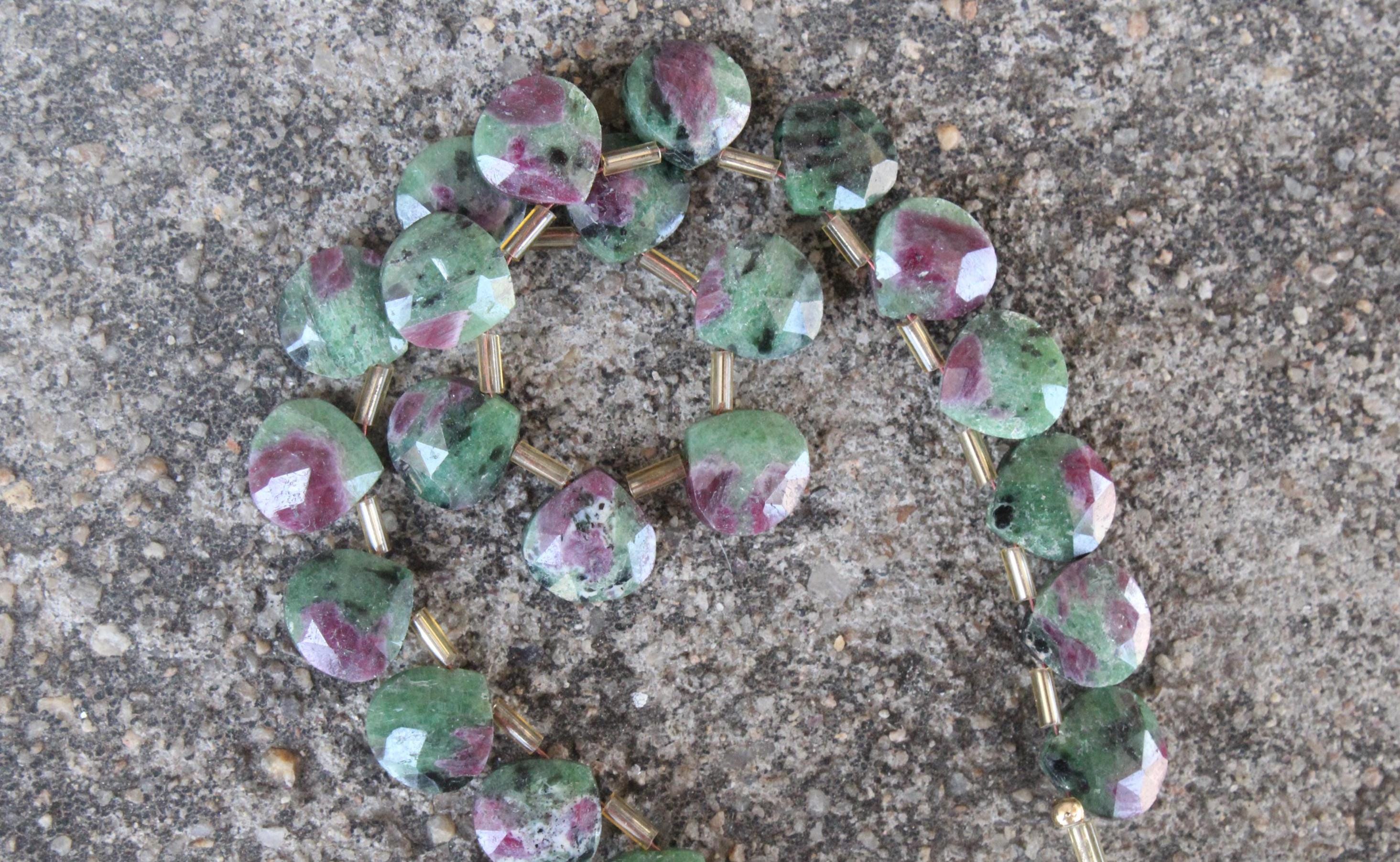 Ruby Zoisite Gemstone Faceted Briolette Beads | 10-piece Heart | Size—9x9 Mm | Jewelry Setting (c997)
