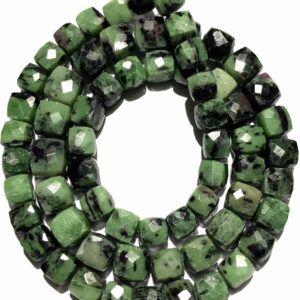Green Ruby Zoisite Faceted Cube Beads Genuine Green Zoisite Gemstone Beads 7-9mm Ruby Zoisite Faceted Beads Natural Ruby Zoisite Box Beads