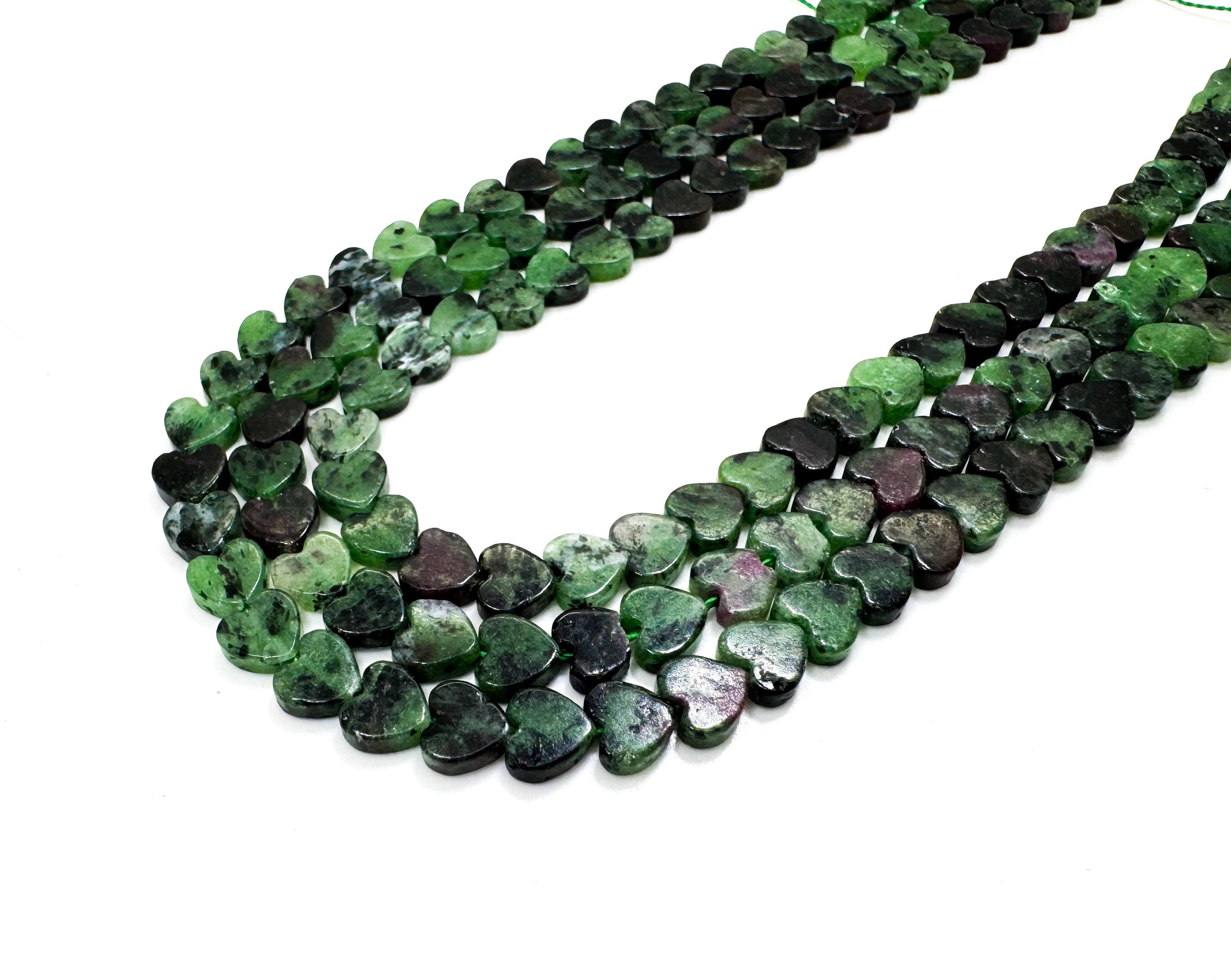 Ruby Zoisite Heart Beads: Passion & Growth Gemstone Flat Heart Beads - 6mm - Pgs411