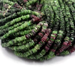 Ruby Zoisite Heishi Beads: AAA Quality Gemstone Strand, 4mm