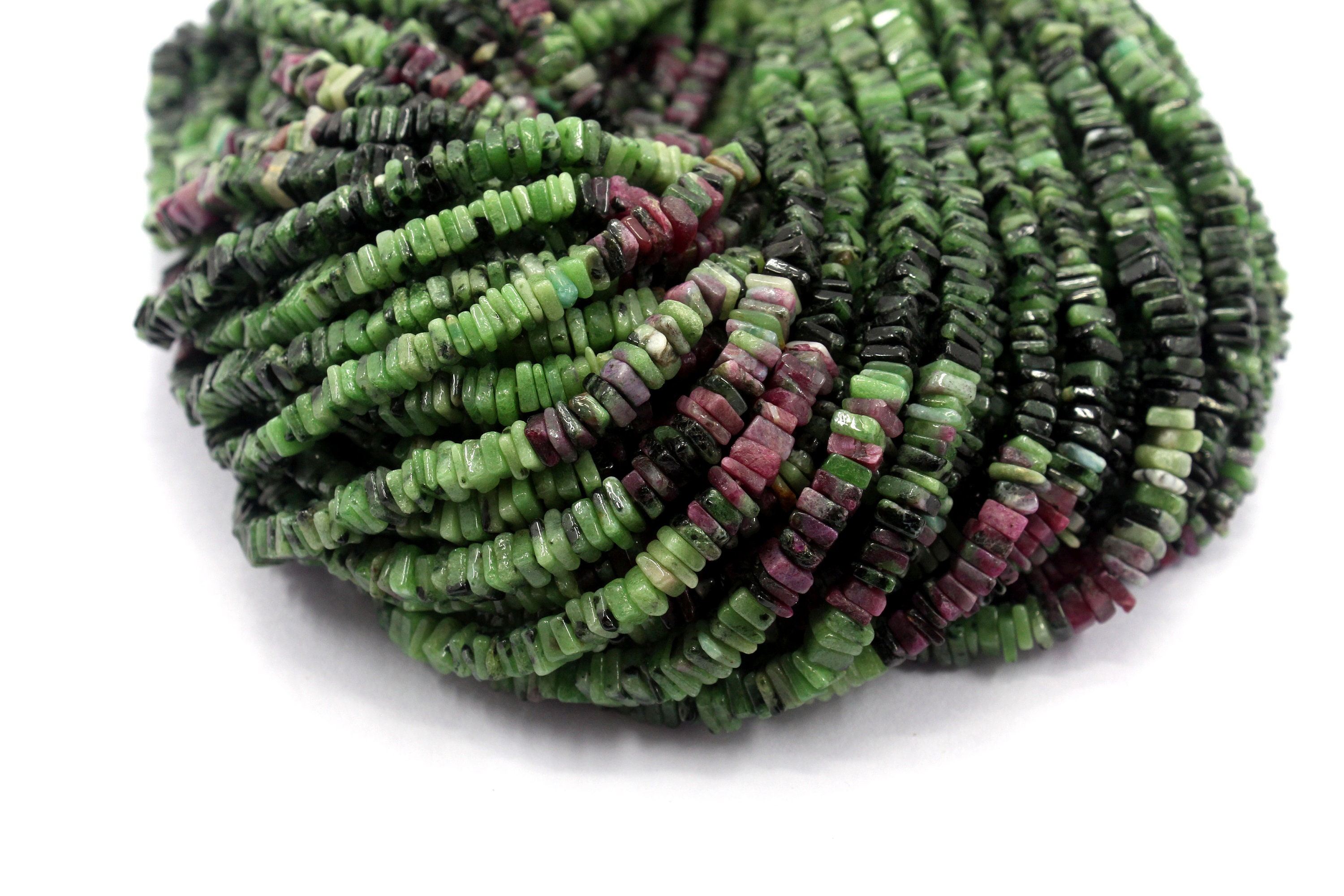 Ruby Zoisite Heishi Beads: Aaa Quality Gemstone Strand, 4mm