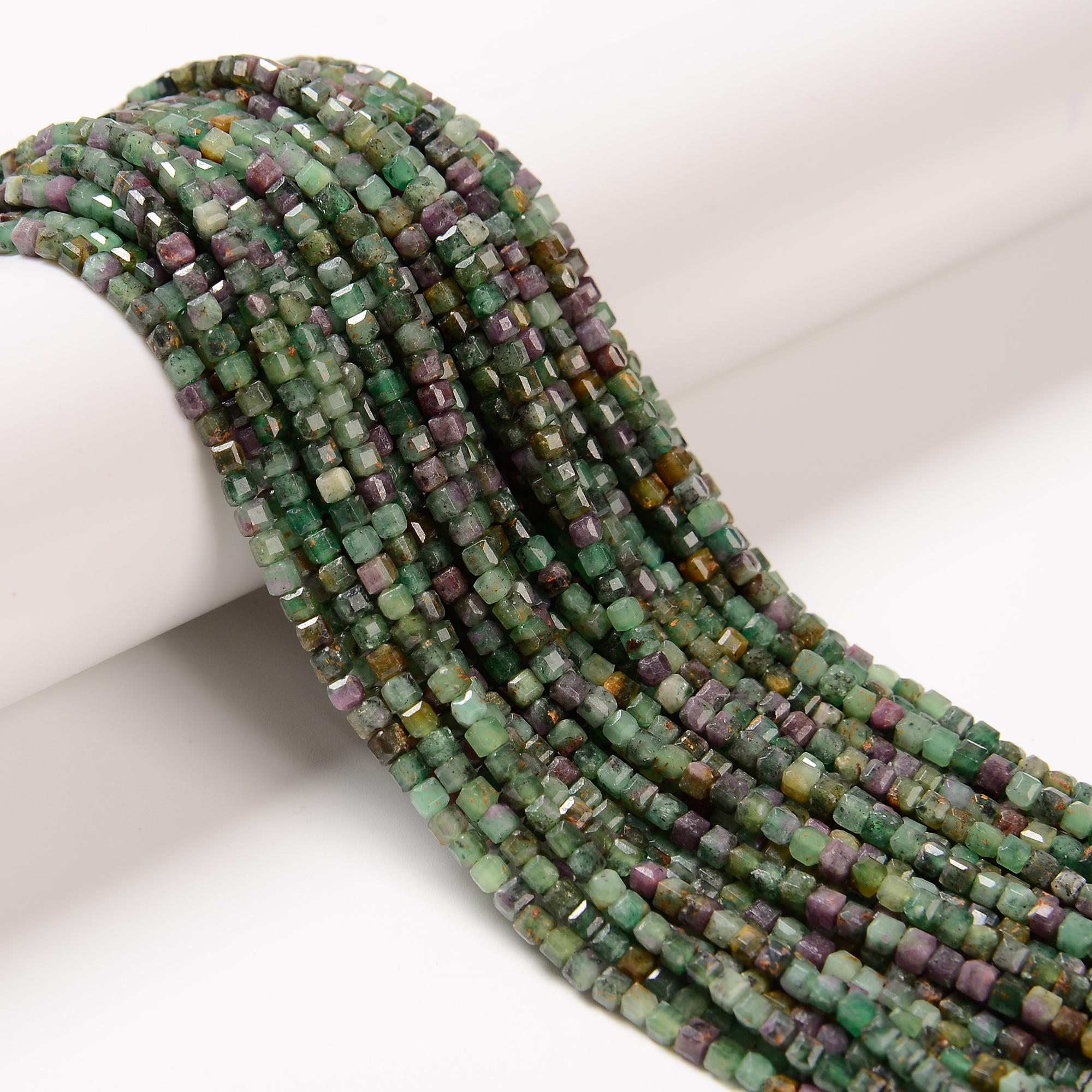 Natural African Ruby Zoisite Faceted Cube Beads Size 3mm 15.5'' Strand Natural African Ruby Zoisite Faceted Cube Beads Size 3mm 15.5'' Strand