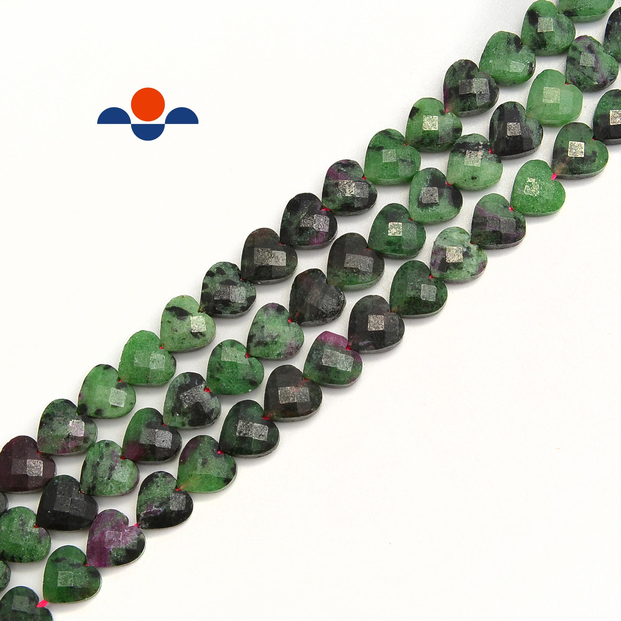 Natural Ruby Zoisite Faceted Heart Shape Beads Size 6mm 8mm 15.5'' Per Strand Natural Ruby Zoisite Faceted Heart Shape Beads Size 6mm 8mm 15.5'' Per Strand