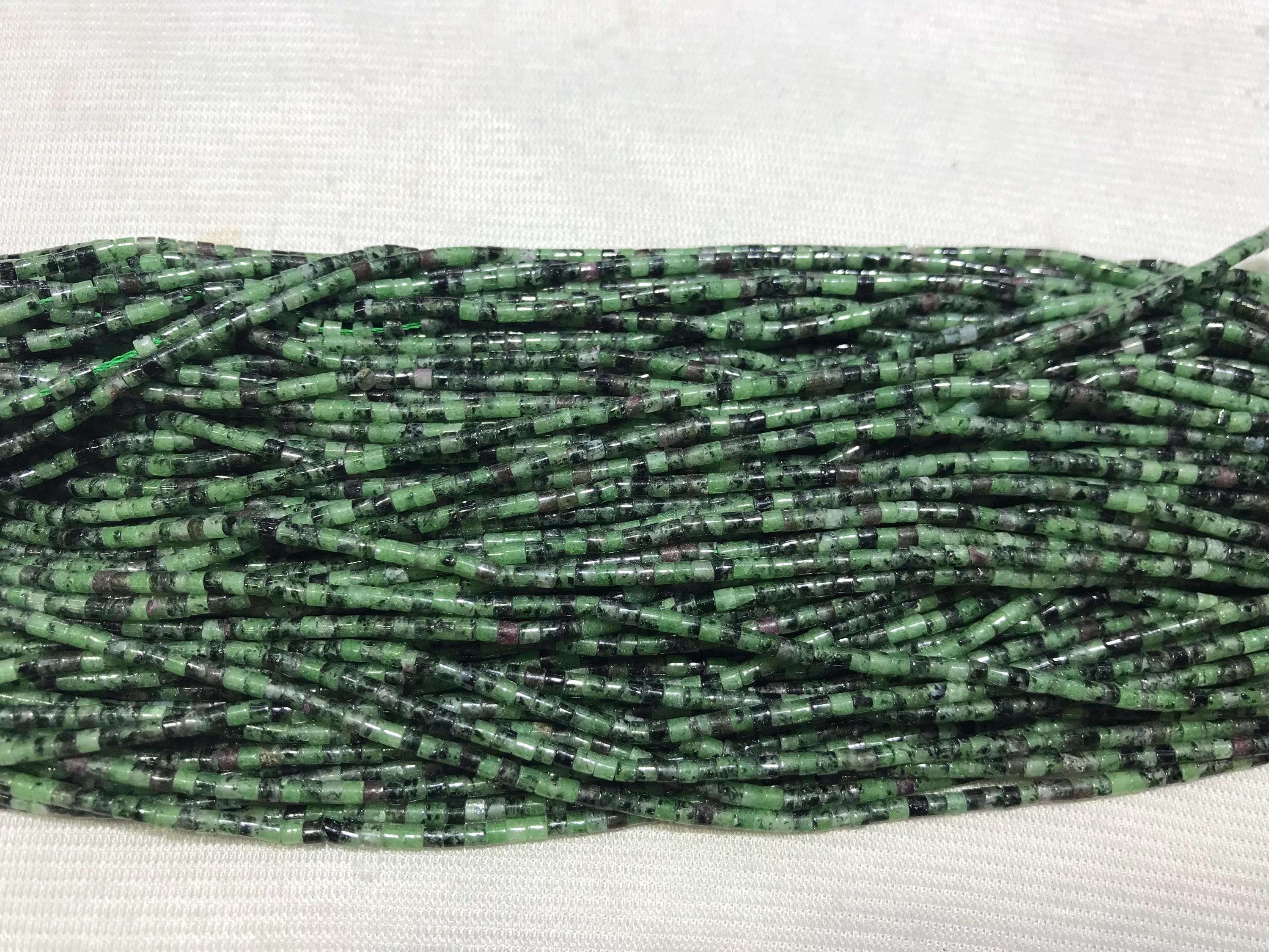 Natural Ruby Zoisite 2x2mm Heishi Genuine Gemstone Tube Loose Beads 15 Inch Jewelry Supply Bracelet Necklace Material Support Wholesale