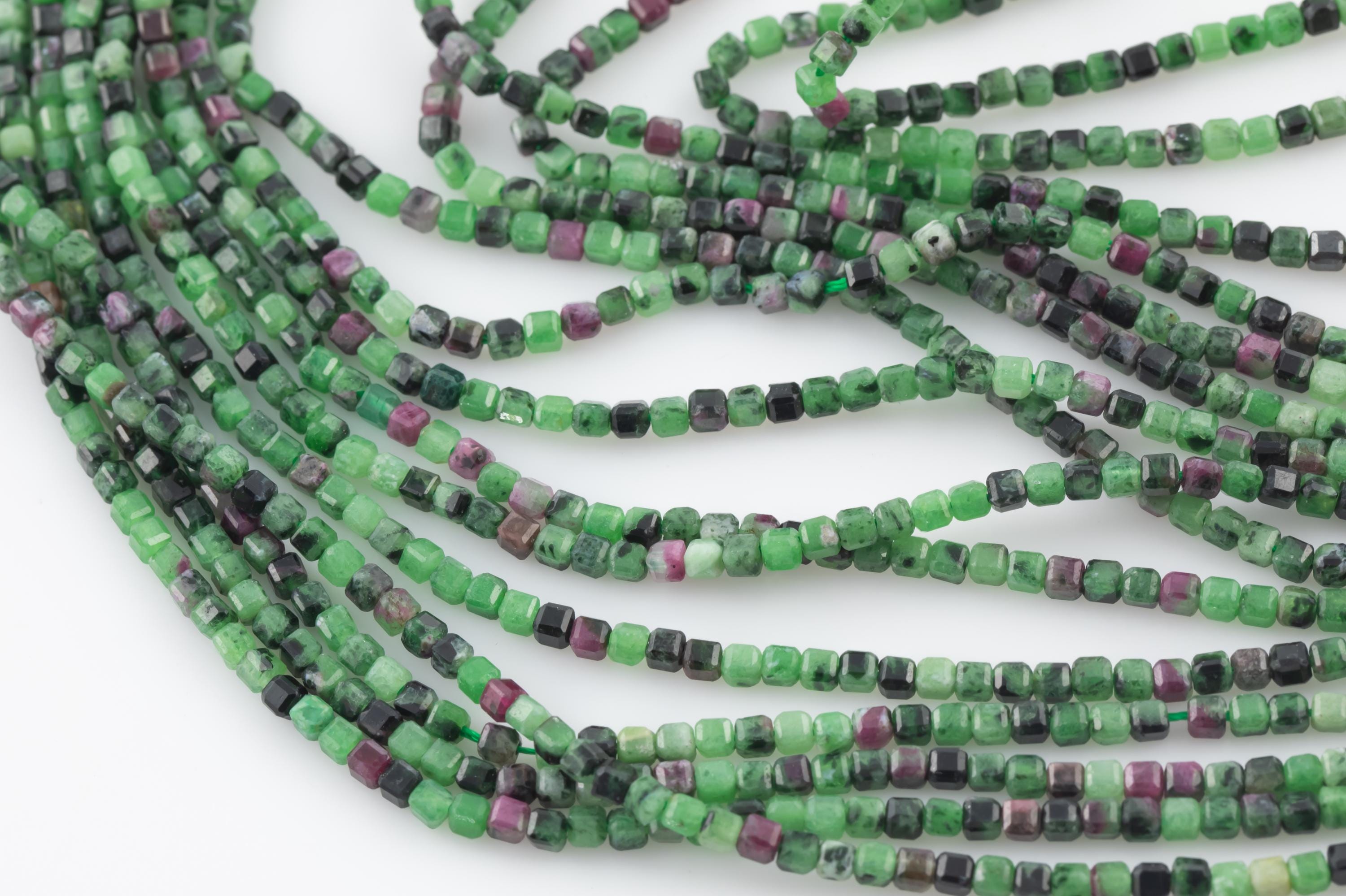 Natural Ruby Zoisite Faceted Cube Beads Size 2.5mm 15.5" Strand Natural Ruby Zoisite Faceted Cube Beads Size 2.5mm 15.5" Strand