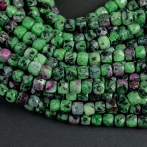 Natural Ruby Zoisite Faceted Faceted Cube Beads Size 2.5*2.5mm 7.5" Strand