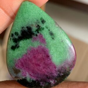 Natural Ruby Zoisite Smooth Almond Shape Gemstone Beads, 28/36 mm Flat back Cabochons Beads, Calibrated Stone For Jewelry Making Supply