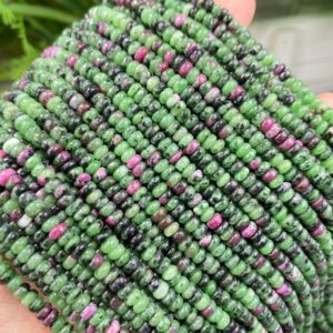 Natural 2x4mm Ruby Zoisite Smooth Rondelle / heishi Gemstone Loose Beads, bracelets / necklace / diy For Jewelry Making, crystal Wholesale Beads.