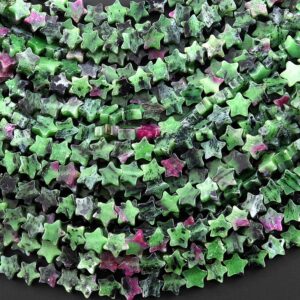 Natural Ruby Zoisite Star Beads 6mm Carved Gemstone 15.5" Strand