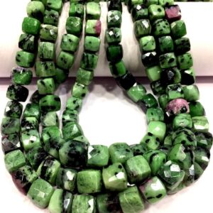 Natural Ruby Zoisite Faceted Cube Beads Ruby Zoisite Beads Strand Ruby Zoisite Gemstone Beads Ruby Zoisite Box Shape Beads Top Quality.