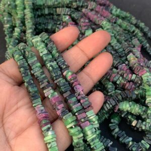New Brand Natural Ruby Zoisite Smooth Heishi Square Gemstone Beads, Size 5-6 mm Ruby Beads, 16 Inch Long Strand An Amazing Item For Jewelry