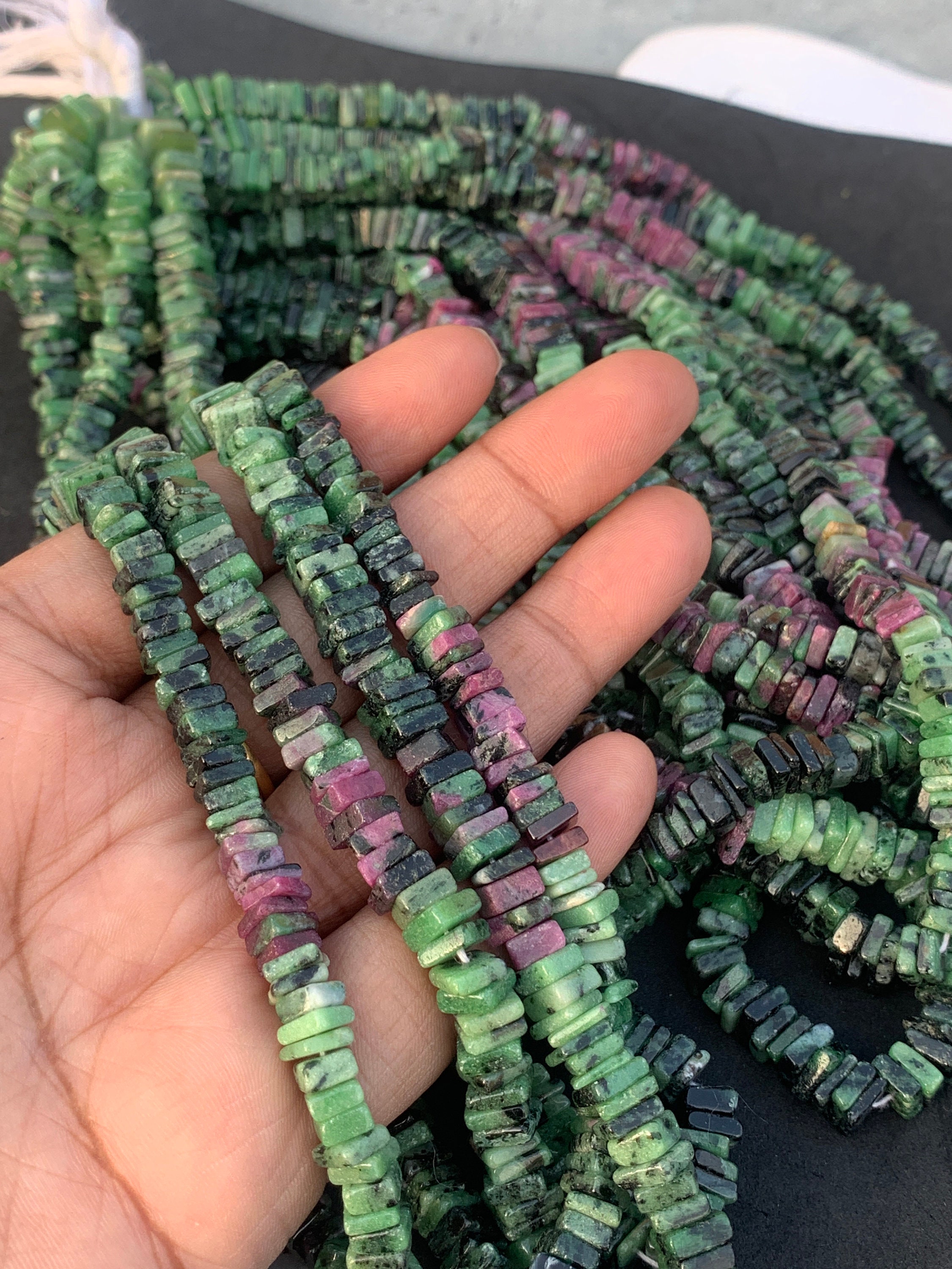 New Brand Natural Ruby Zoisite Smooth Heishi Square Gemstone Beads, Size 5-6 Mm Ruby Beads, 16 Inch Long Strand An Amazing Item For Jewelry