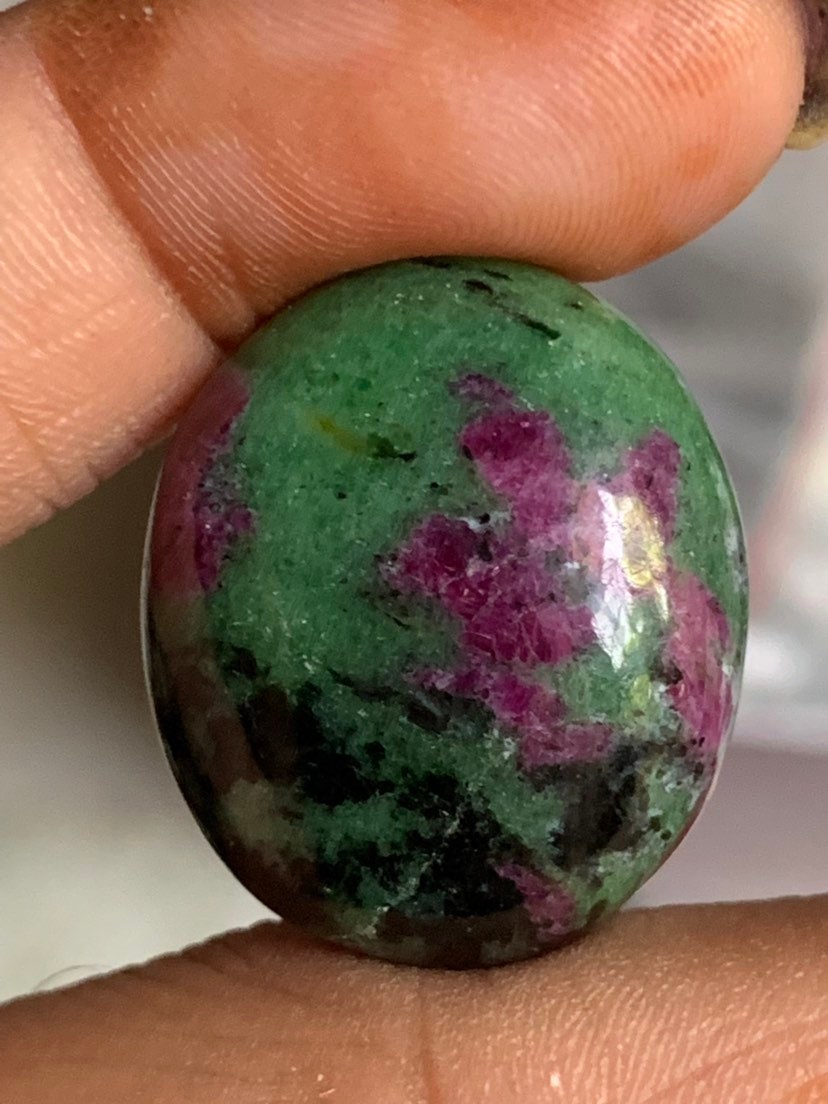 New Brand- Natural Ruby Zoisite Oval Shape Gemstone Beads Cabochon, 20/23mm Flat Back Cabochon Stone For Making Jewelry, Wholesale Beads