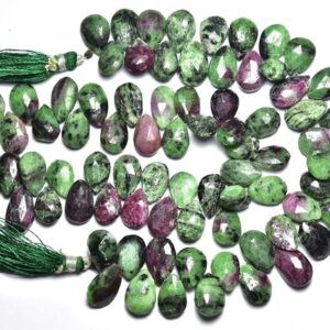 ruby zoisite Pear Beads - 8 inches - Natural Beautiful Big Ruby zoisite Faceted Pear Briolettes Strand - Size is 9x12-9x15mm #703