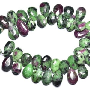 Ruby zoisite Pear Beads - 8 inches - Natural Beautiful Big Ruby zoisite Faceted Pear Briolettes Strand - Size is 10x12-10x15mm #684