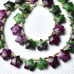 Ruby Zoisite Star Beads Pair 10mm Faceted Carved Star Briolettes Gemstone Beads Star Beads Jewelry Matched Earring Beads 6,8,10pcs No5795
