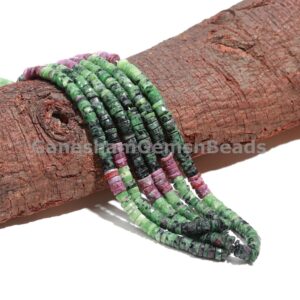 Top Quality Ruby Zoisite Shaded Faceted Tyre Shape Heishi Beads, Natural Ruby Bead For Jewelry, Wheel Cut Shape Gemstone Bead, Handmade Bead