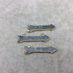 2-2.5" Gold Finish Arrow Shaped Electroplated Ruby Zoisite Pendant - Measuring 50mm-64mm Long - Sold Individually