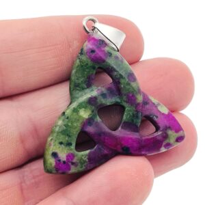Ruby Zoisite Celtic Knot Pendant - Trinity Crystals Pendant - Gemstone - Valentine's Day - NC1864