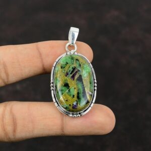Copper Ruby Zoisite Pendant: Handmade 925 Sterling Silver Boho Jewelry Copper Ruby Zoisite Pendant: Handmade 925 Sterling Silver Boho Jewelry