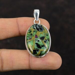 Copper Ruby Zoisite Pendant: Handmade 925 Sterling Silver Gemstone Jewelry Copper Ruby Zoisite Pendant: Handmade 925 Sterling Silver Gemstone Jewelry