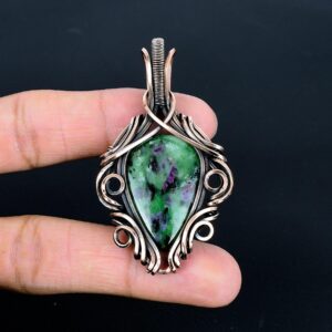 Ruby Zoisite Pendant, Copper Wire Wrapped Pendant Copper Wire Jewelry Gemstone Pendant Handmade Pendant Gift For Her, Gift For All Occasions