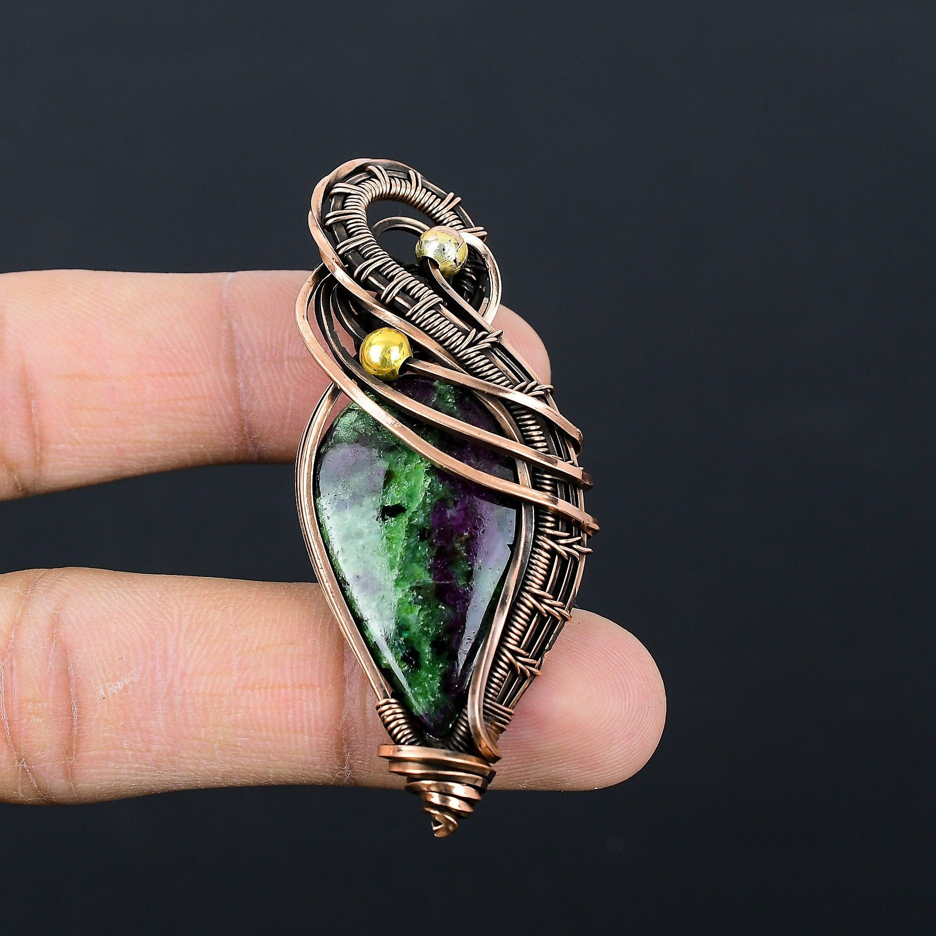 Ruby Zoisite Pendant Copper Wire Wrapped Pendant Copper Wire Jewelry Gemstone Pendant Handmade Pendant Gift For Her Ruby Zoisite Jewelry