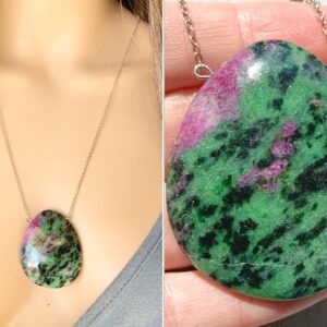 Crystal Easter Egg Necklace, Ruby Zoisite Necklace Silver Big Ruby Pendant Gold, July Birthstone Necklace, Ruby Zoisite Jewelry Exact Stone Crystal Easter Egg Necklace, Ruby Zoisite Necklace Silver Big Ruby Pendant Gold, July Birthstone Necklace, Ruby Zoisite Jewelry Exact Stone