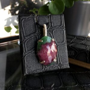 Faceted Ruby Zoisite Necklace: Oval Gemstone Jewelry, Pendants Faceted Ruby Zoisite Necklace: Oval Gemstone Jewelry, Pendants