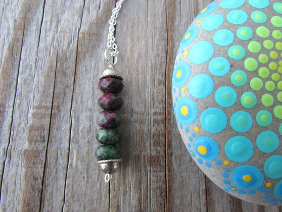 Ruby Zoisite Pendant, Green And Purple Stone Amulet Ruby Zoisite Pendant, Green And Purple Stone Amulet