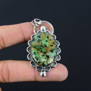 Handmade Ruby Zoisite Pendant: Copper & Sterling Silver Gemstone Jewelry Handmade Ruby Zoisite Pendant: Copper & Sterling Silver Gemstone Jewelry