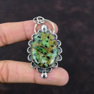 Handmade Copper Ruby Zoisite 925 Sterling Silver Pendant Handmade Copper Ruby Zoisite 925 Sterling Silver Pendant