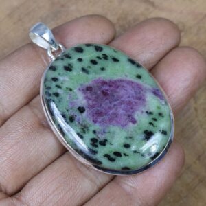 Handmade Oval Ruby Zoisite 925 Sterling Silver Pendant Handmade Oval Ruby Zoisite 925 Sterling Silver Pendant