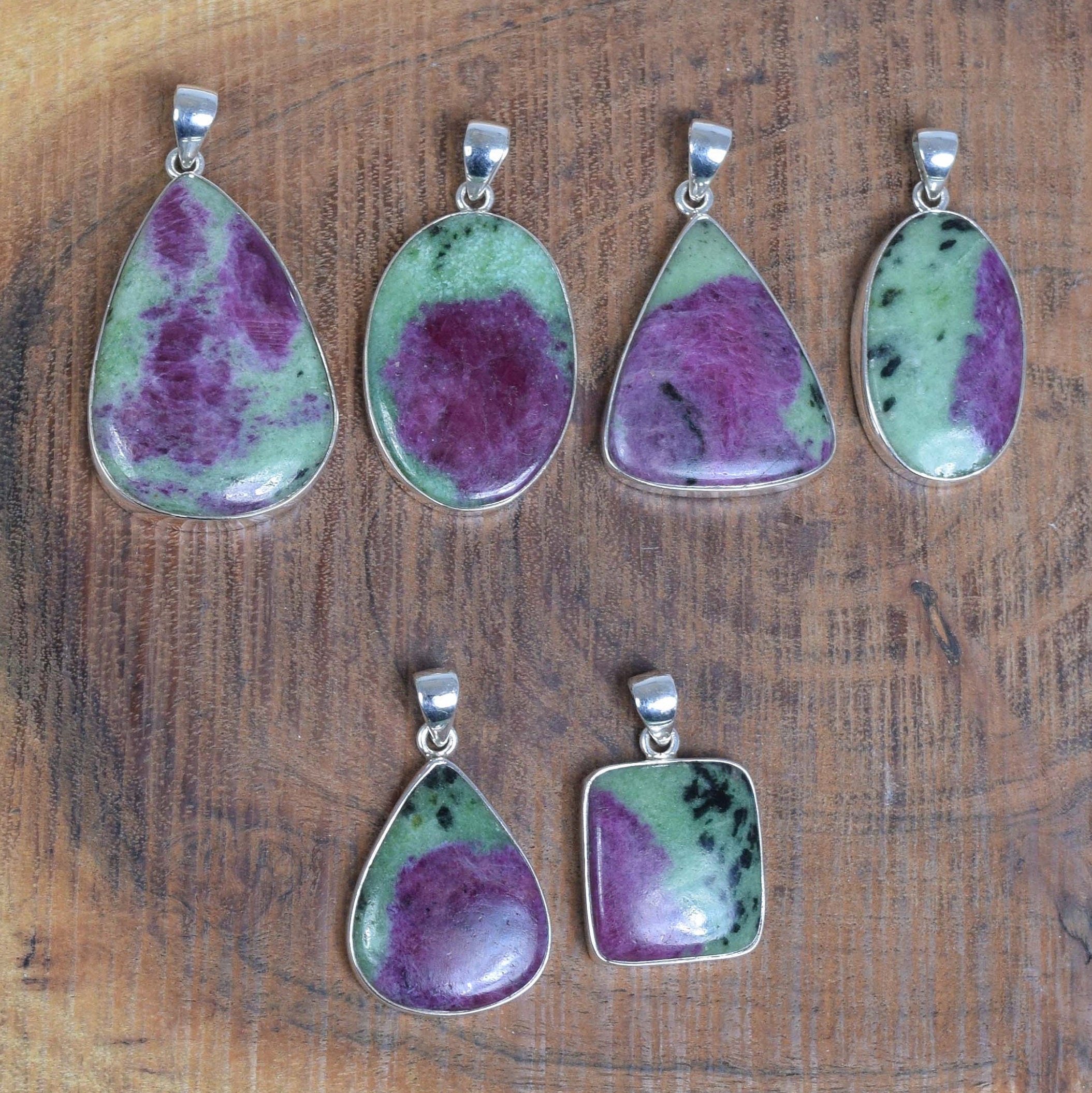 Handmade Ruby Zoisite Sterling Silver Pendant: Elegant Gemstone Jewelry Handmade Ruby Zoisite Sterling Silver Pendant: Elegant Gemstone Jewelry