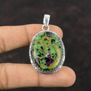 Handmade Sterling Silver Copper Ruby Zoisite Pendant: Designer Gemstone Jewelry Handmade Sterling Silver Copper Ruby Zoisite Pendant: Designer Gemstone Jewelry