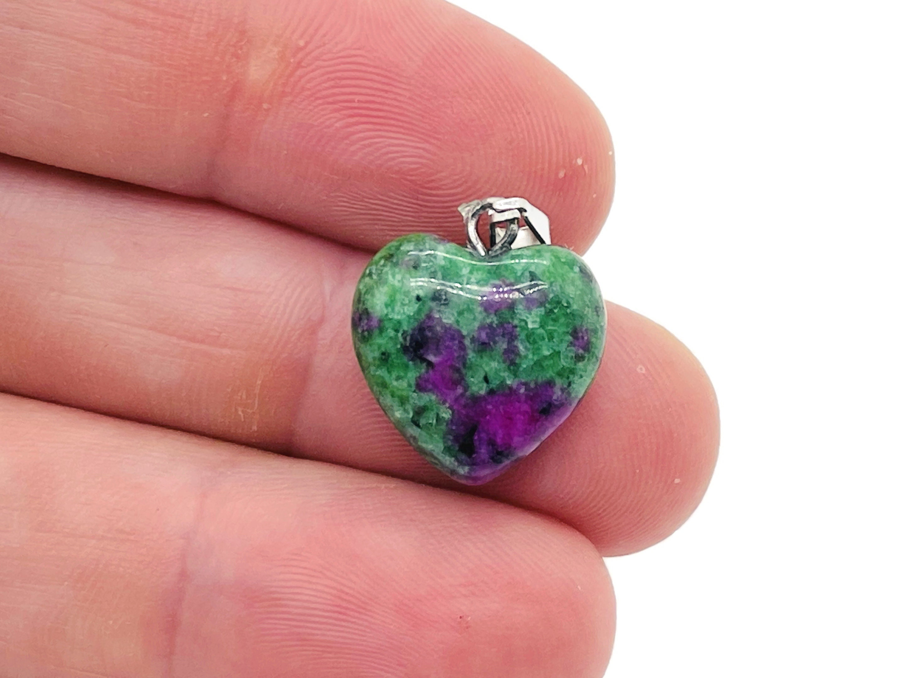 Ruby Zoisite Heart Pendant - Crystals Pendant Healing - Mini Crystal Pendant - Gifts - Hnc1008