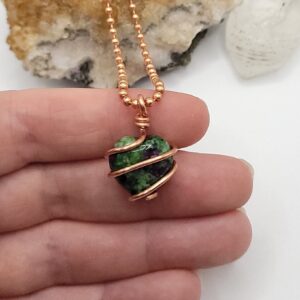 Ruby Zoisite Heart Necklace: Copper Wire Wrapped Pendant Ruby Zoisite Heart Necklace: Copper Wire Wrapped Pendant