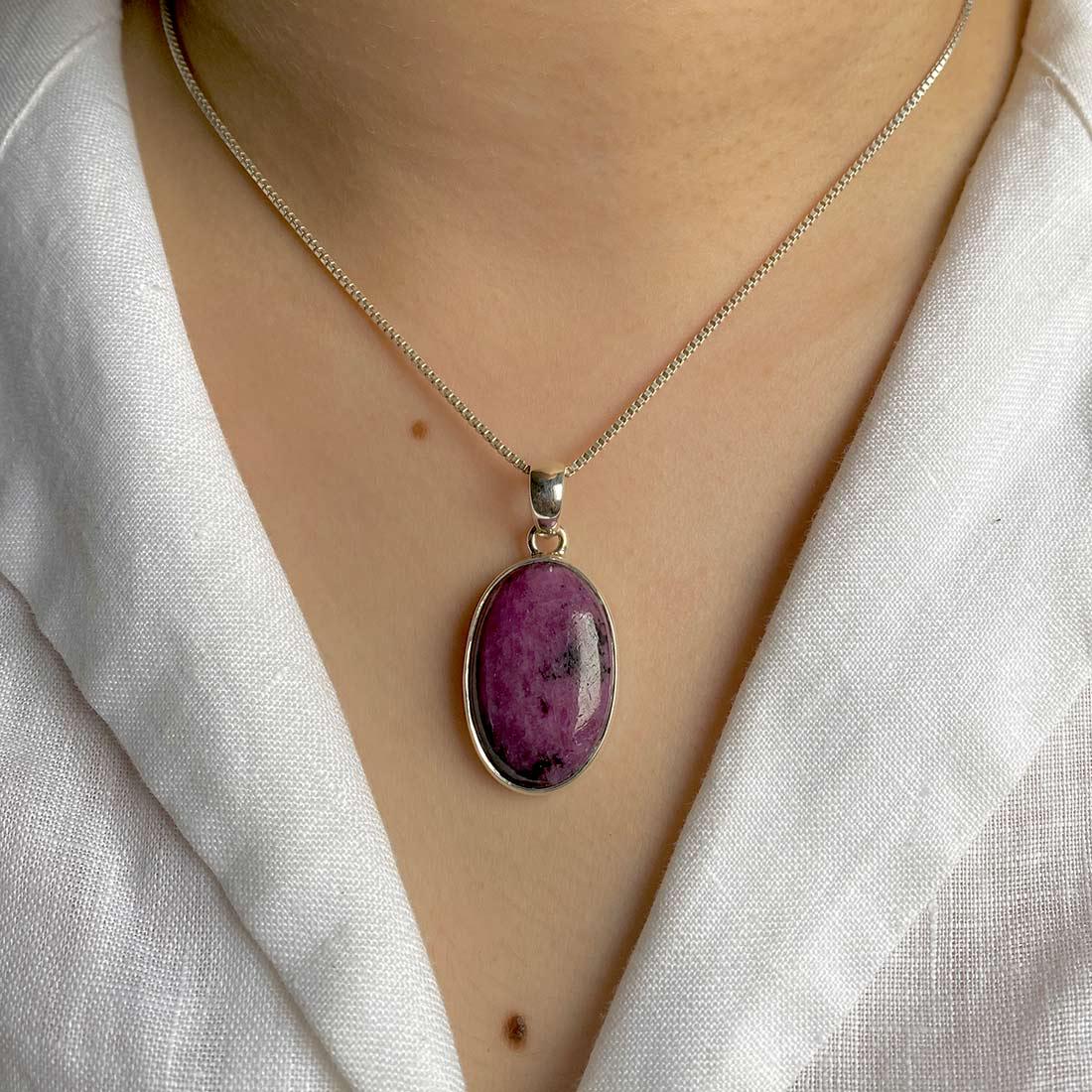 Pink Ruby Zoisite Pendant / 925 Sterling Silver / Healing Gemstone / Gift For Her / Pink Ruby Zoisite Jewel / Statement Pendant Rzs-p-11.