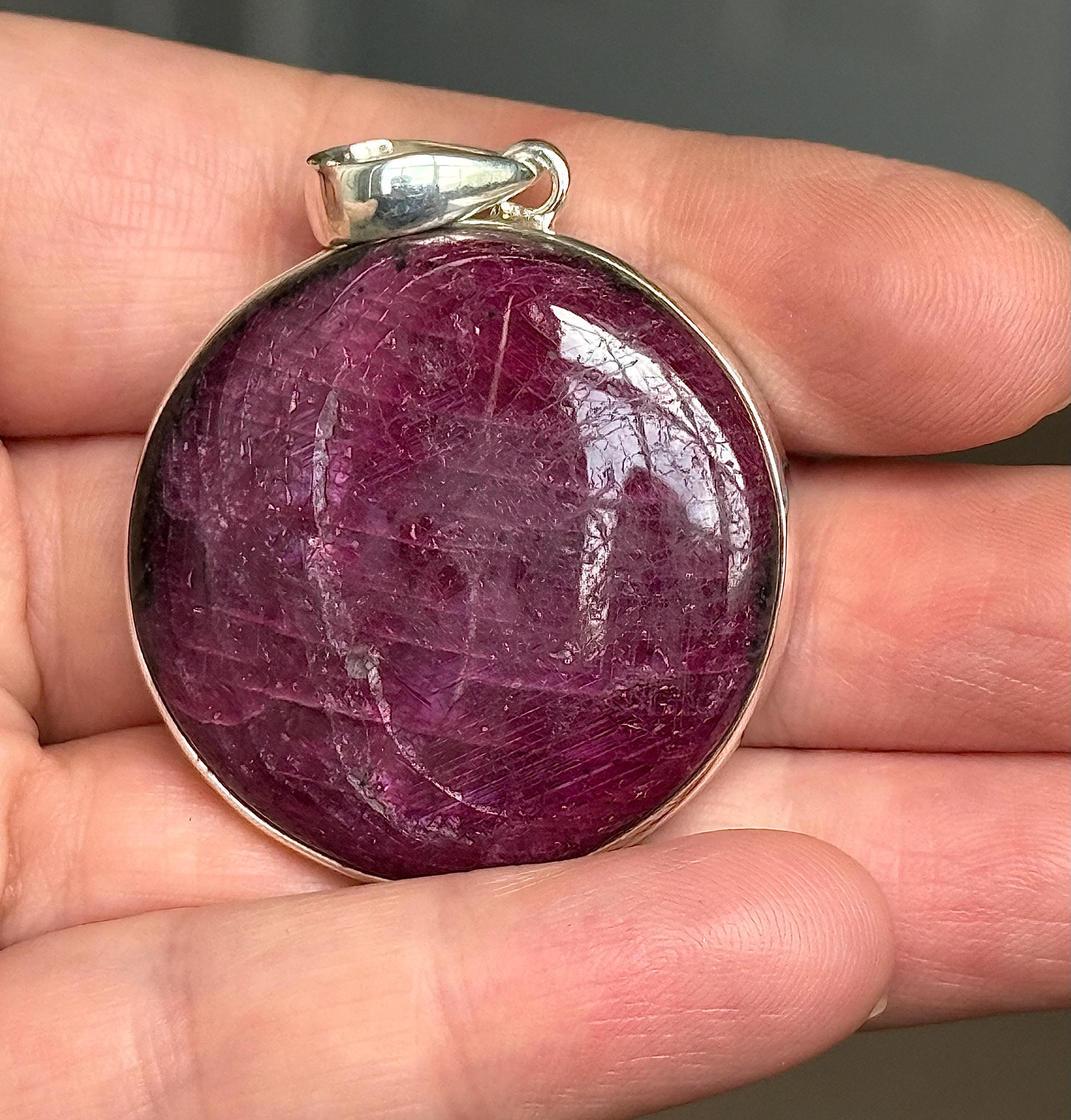 Ruby Zoisite Sterling Silver Pendant: Handmade Gemstone Necklace
