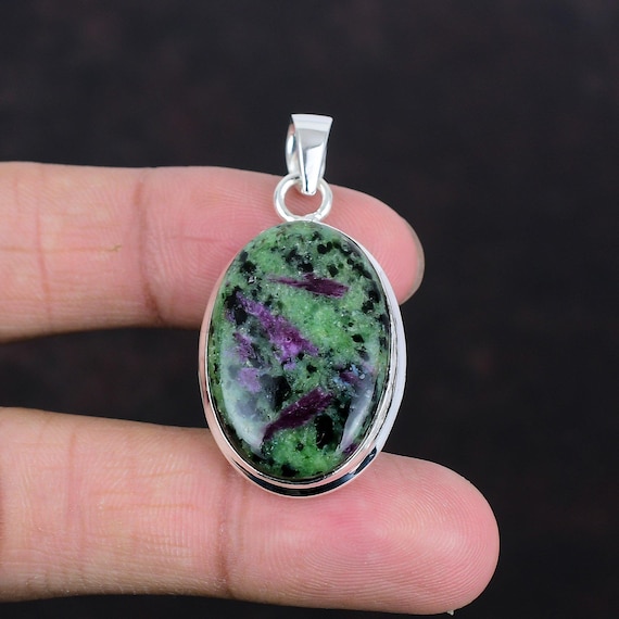 Ruby Zoisite Sterling Silver Pendant: Handmade Gemstone Jewelry