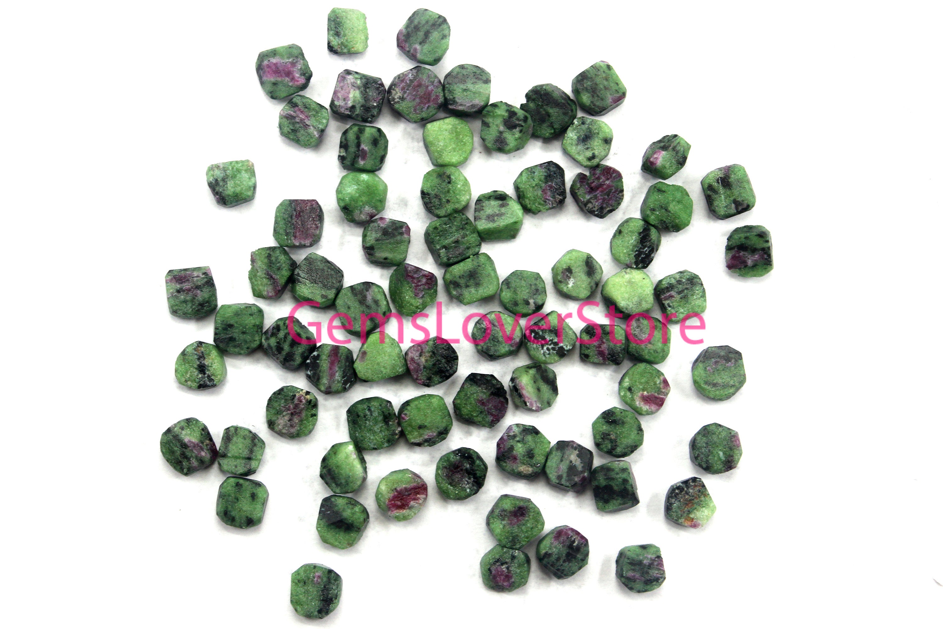 25 Ruby Zoisite Rough Stones: Natural Anyolite Healing Crystals (10-12 Mm)