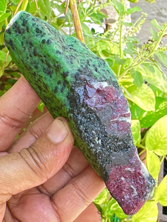 Raw Ruby Zoisite Crystal Reiki Healing Stone, 909 Ct